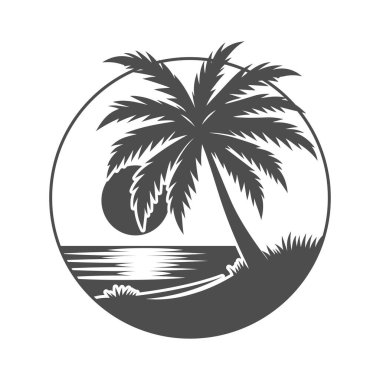 Posterler, logolar ve doğa çizimleri için şık bir palmiye ağacı silueti.