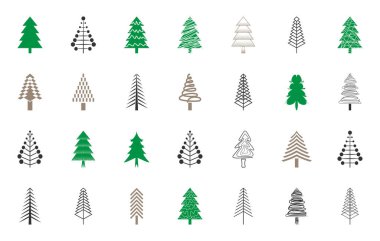 Kutlama ve kış sanat eserleri için dekoratif Noel ağacı unsurları.