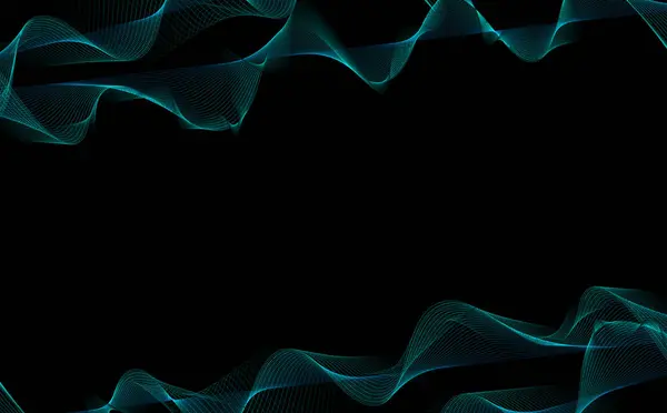 Soyut vektör ağ arkaplan tasarımı. Karanlık arka planda parlayan parlak neon dalgalı çizgiler..