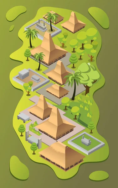 Maison Traditionnelle Sumbanaise Isométrique — Image vectorielle