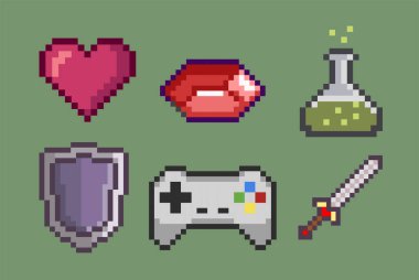 Piksel sanatında oyun malzemesi seti