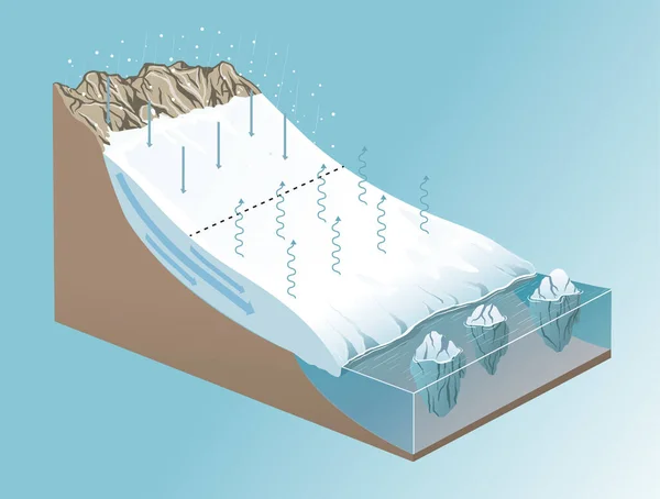 stock vector illustration of glacier anatomy diagram