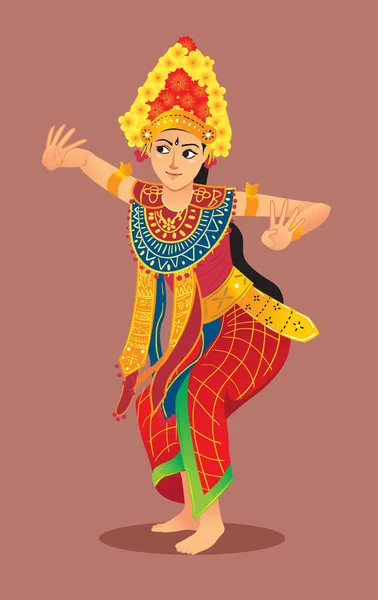 Ilustración Danza Balinesa — Archivo Imágenes Vectoriales