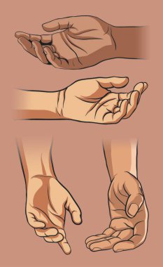 Yalan söyleyen bir çift el çizimleri.