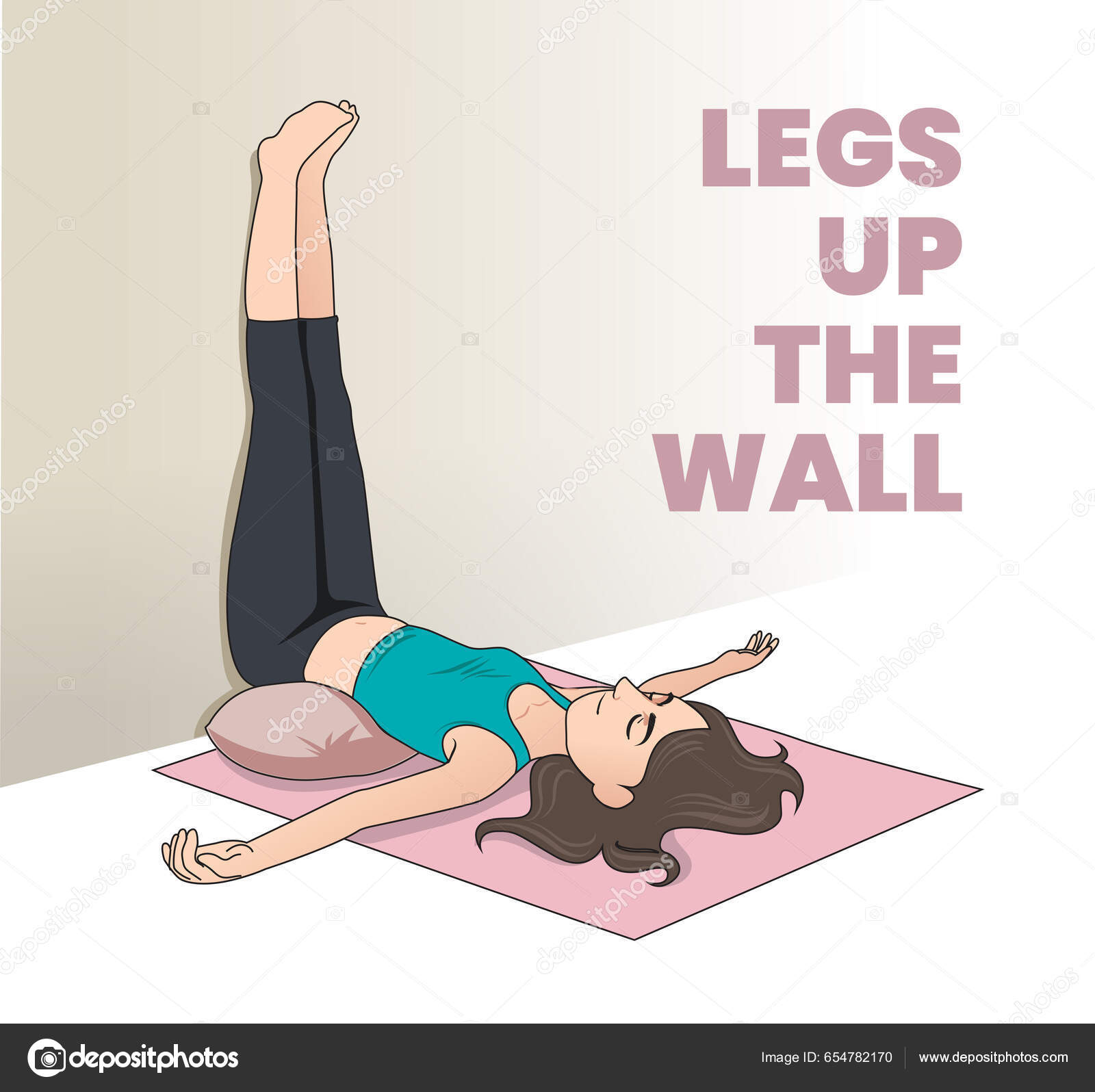 illustration of legs up the wall pose, yoga pose 24318091 Vector Art at  Vecteezy