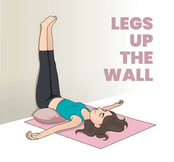 Illustrazione Delle Gambe Sulla Posa Della Parete Posa Yoga — Vettoriale Stock
