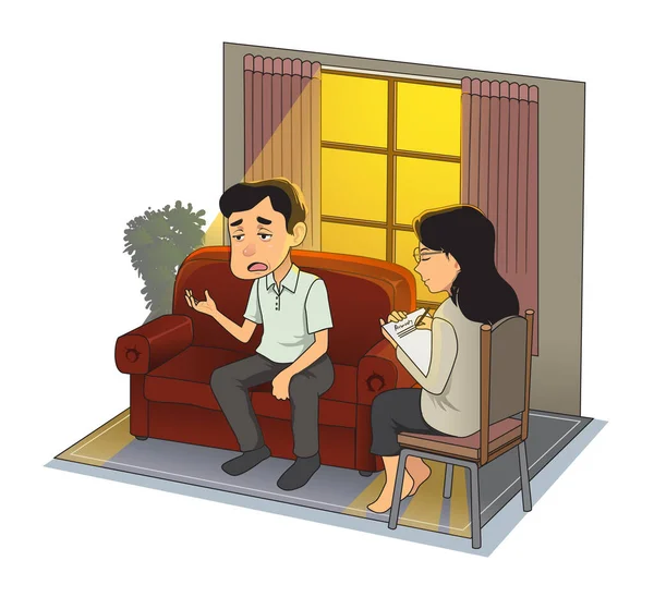 Illustration Counseling Santé Mentale Avec Thérapeute — Image vectorielle