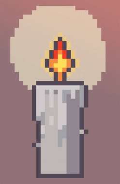 Piksel resim tarzında mum illüstrasyonu