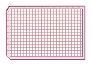 illustration of microplates layout, laboratory equipment that consist of a plate with multiple cavities clipart