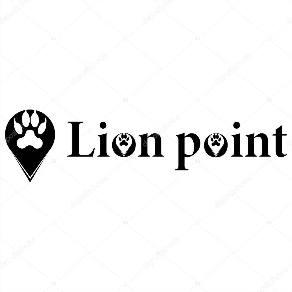A black and white logo with a paw print inside a location marker and the text 