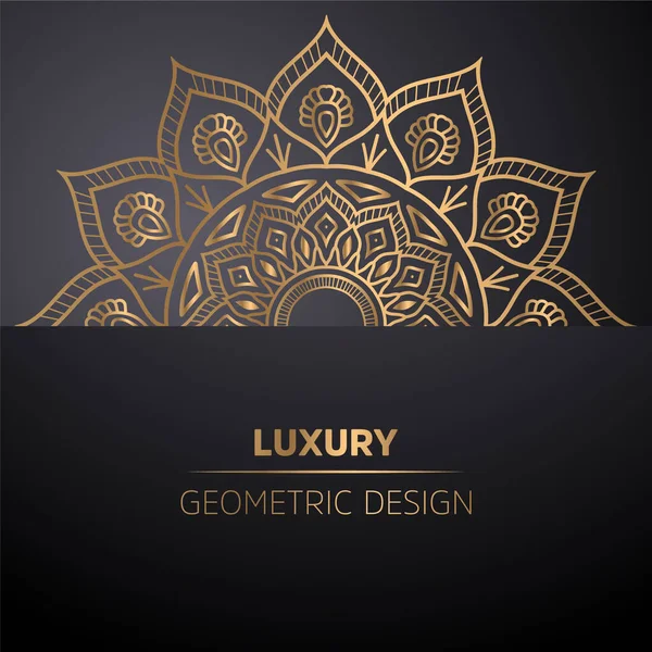 Luxuriöse Ornamentale Mandala Design Hintergrund Goldfarbe — Stockvektor