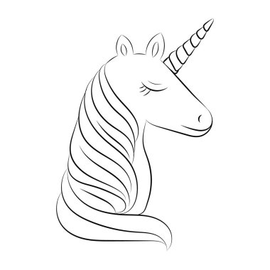 Çizgi sanatı tek boynuzlu atlar çocuk resimleme kitabı sayfası