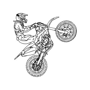 El çizimi motosiklet çizgisi Çocuk boyama kitabı sayfası için sanat çocukları