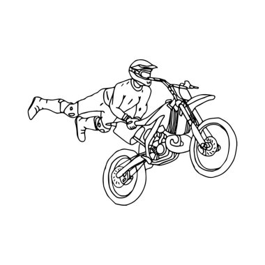 El çizimi motosiklet çizgisi Çocuk boyama kitabı sayfası için sanat çocukları