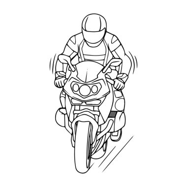El çizimi motosiklet çizgisi Çocuk boyama kitabı sayfası için sanat çocukları