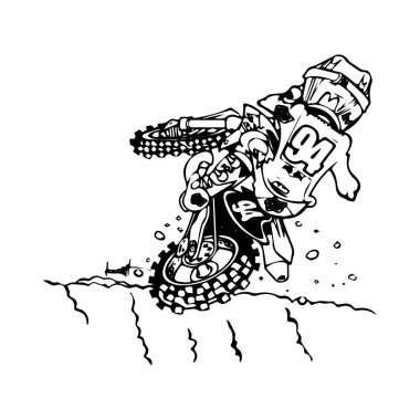 hand drawn motorcycle line art kids for Children coloring book page clipart