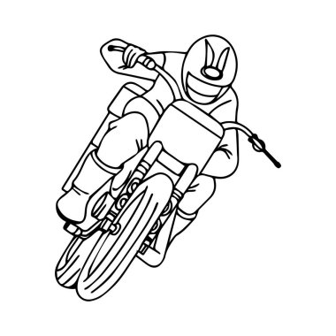 El çizimi motosiklet çizgisi Çocuk boyama kitabı sayfası için sanat çocukları