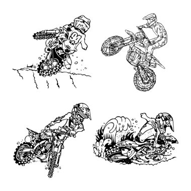 El çizimi motosiklet çizgisi Çocuk boyama kitabı sayfası için sanat çocukları