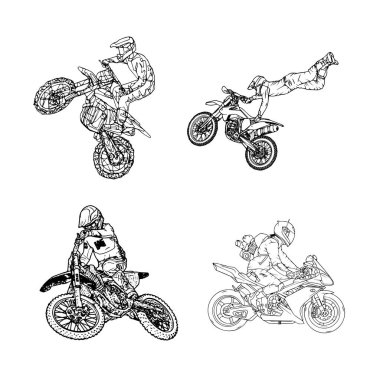 El çizimi motosiklet çizgisi Çocuk boyama kitabı sayfası için sanat çocukları