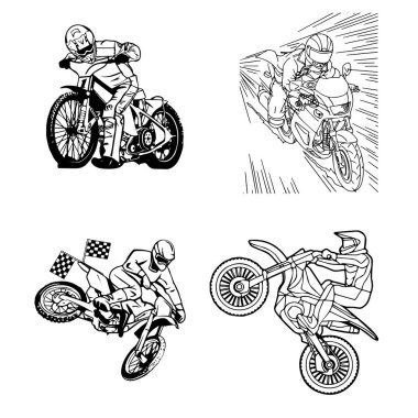 El çizimi motosiklet çizgisi Çocuk boyama kitabı sayfası için sanat çocukları