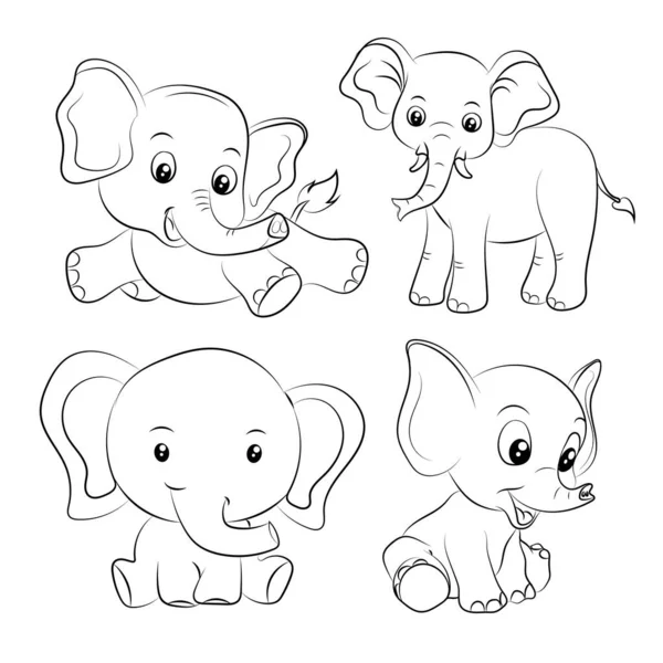 Conjunto Silueta Personaje Elefante — Archivo Imágenes Vectoriales