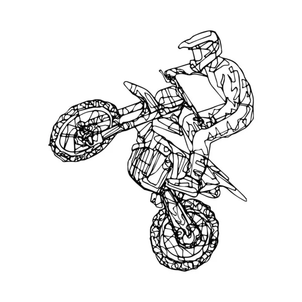 Handgezeichnete Motorradlinie Kunst Kinder Für Kinder Malbuch Seite — Stockvektor