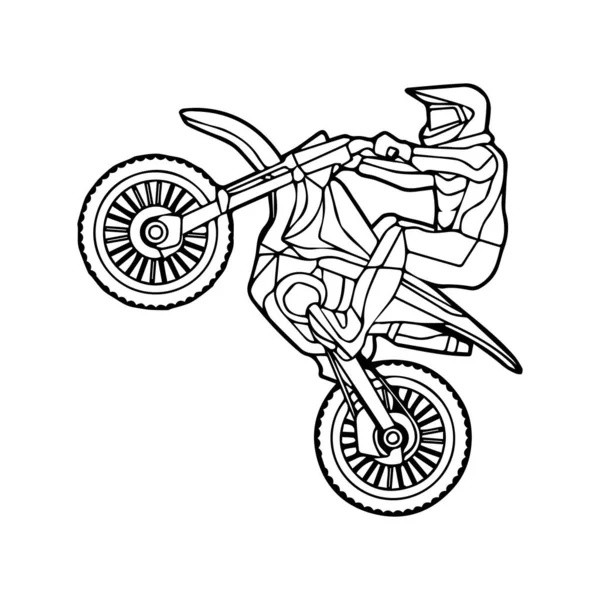 Línea Motocicleta Dibujada Mano Arte Niños Para Colorear Página Del — Archivo Imágenes Vectoriales