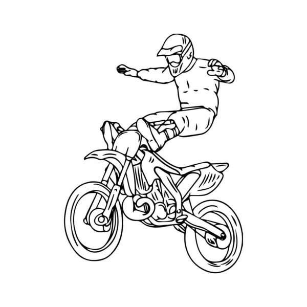 Dessin Main Ligne Moto Art Enfants Pour Enfants Page Livre — Image vectorielle