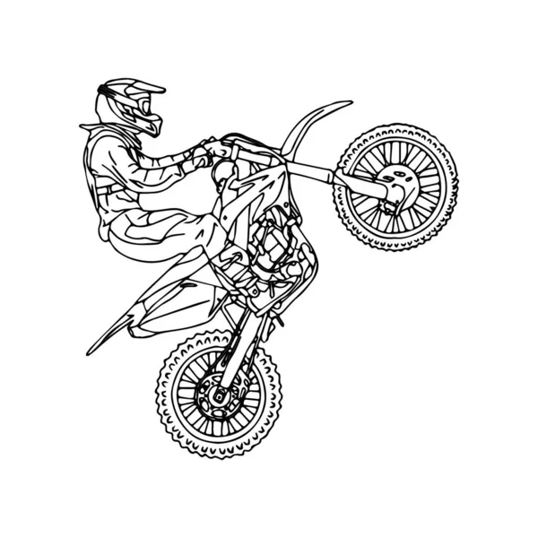 Gambar Tangan Anak Anak Garis Sepeda Motor Untuk Halaman Buku - Stok Vektor