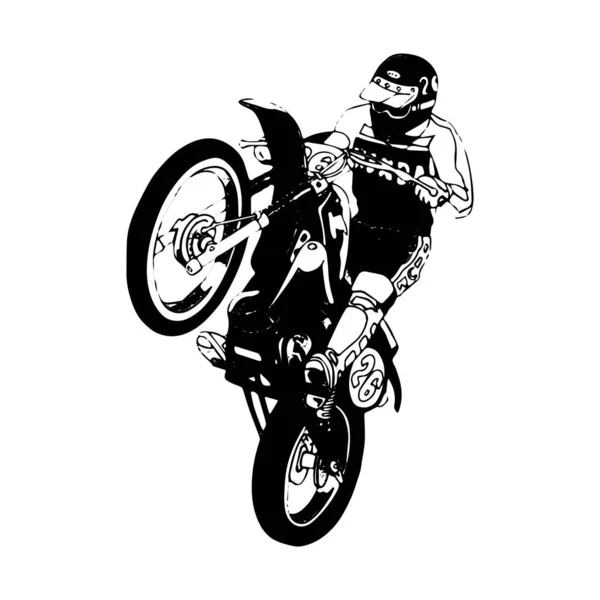 Handritad Motorcykel Linje Konst Barn För Barn Målarbok Sida — Stock vektor