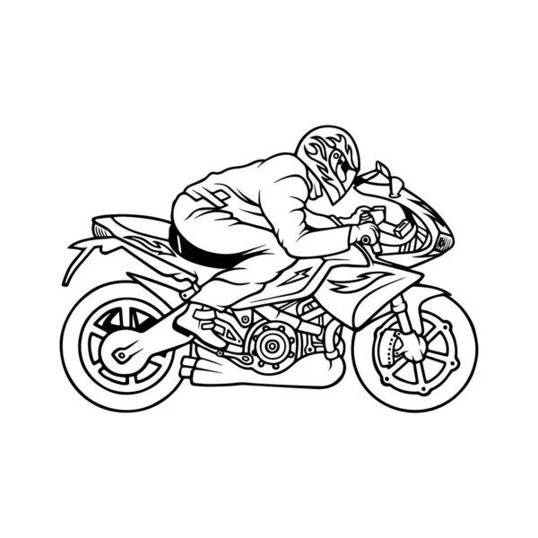 Arte de linha de motocicleta desenhada à mão crianças para livro de colorir  para crianças