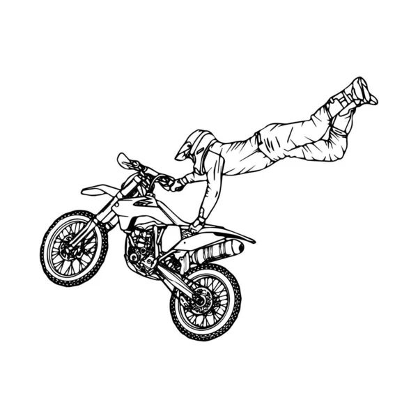 Ručně Kreslené Motocykl Linie Výtvarné Děti Pro Děti Omalovánky Stránka — Stockový vektor