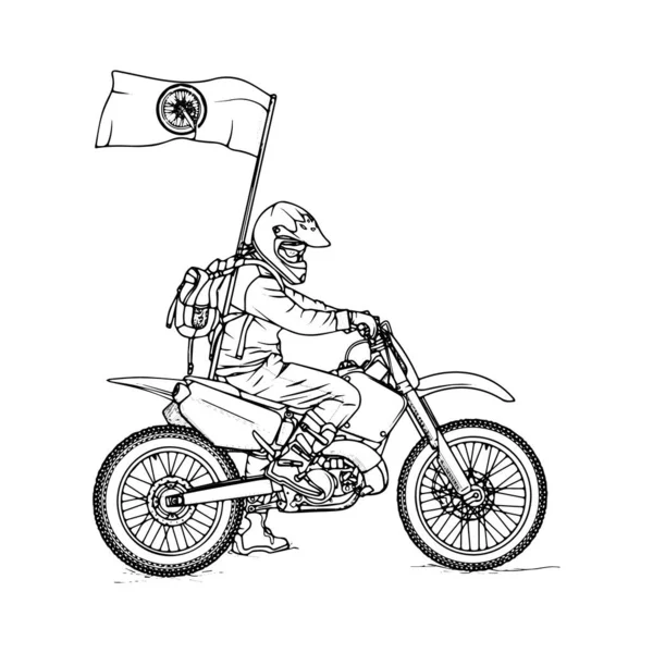 手描きバイクラインアート子供のための子供のぬり絵ページ — ストックベクタ