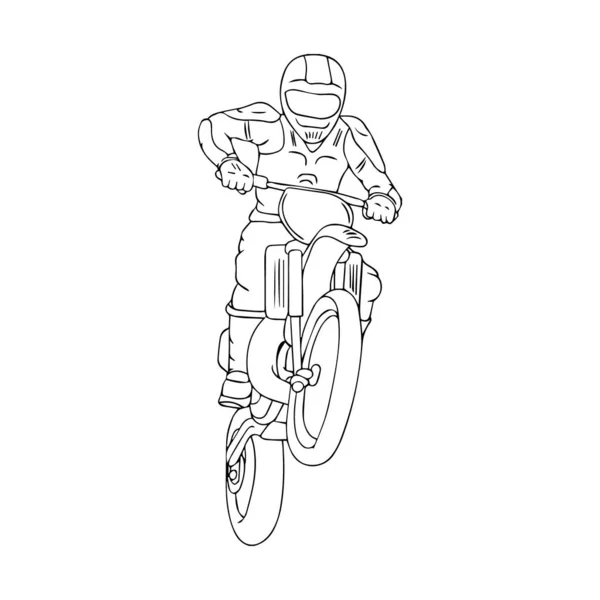 Gambar Tangan Anak Anak Garis Sepeda Motor Untuk Halaman Buku - Stok Vektor