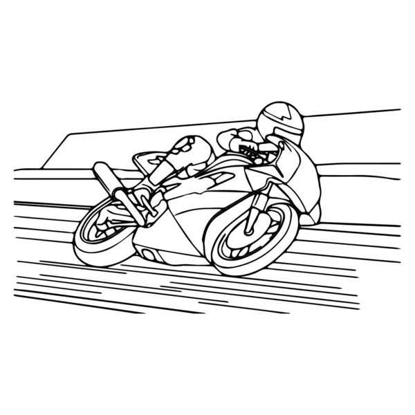 Hand Drawn Motorcycle Line Art Kids Children Coloring Book Page — Stock Vector