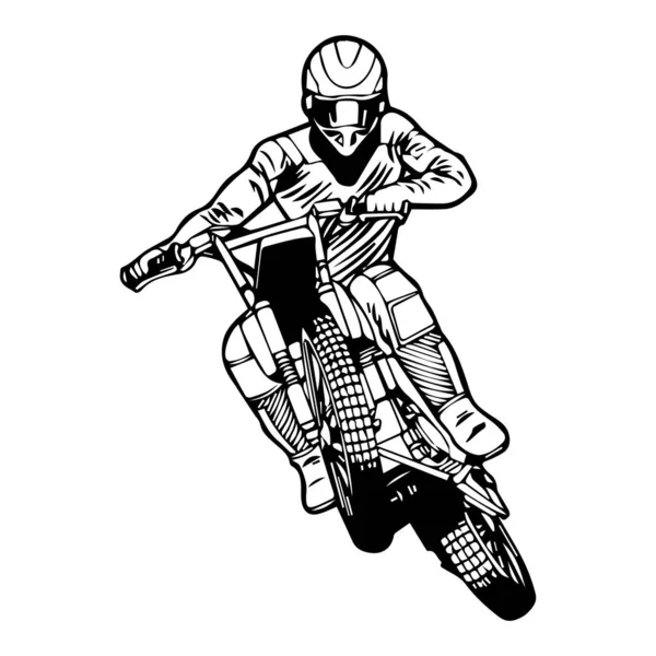 Ručně Kreslené Motocykl Linie Výtvarné Děti Pro Děti Omalovánky Stránka — Stockový vektor