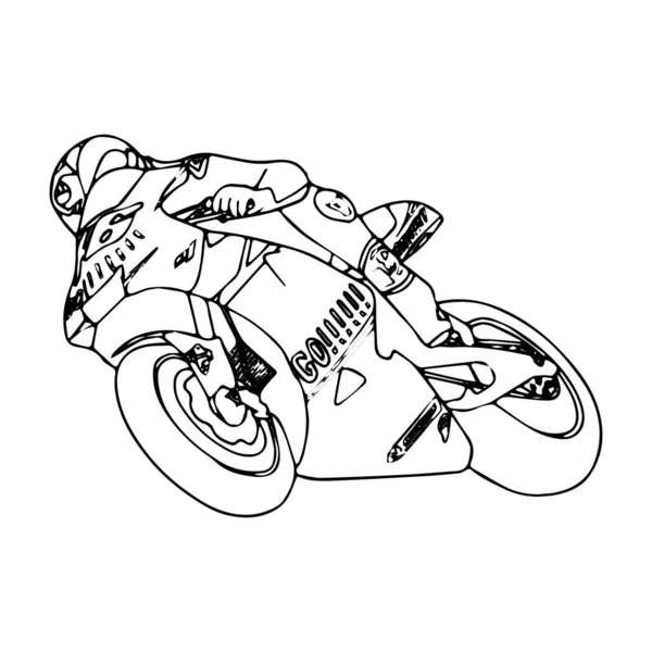 儿童手绘摩托车线艺术儿童彩绘书页 — 图库矢量图片