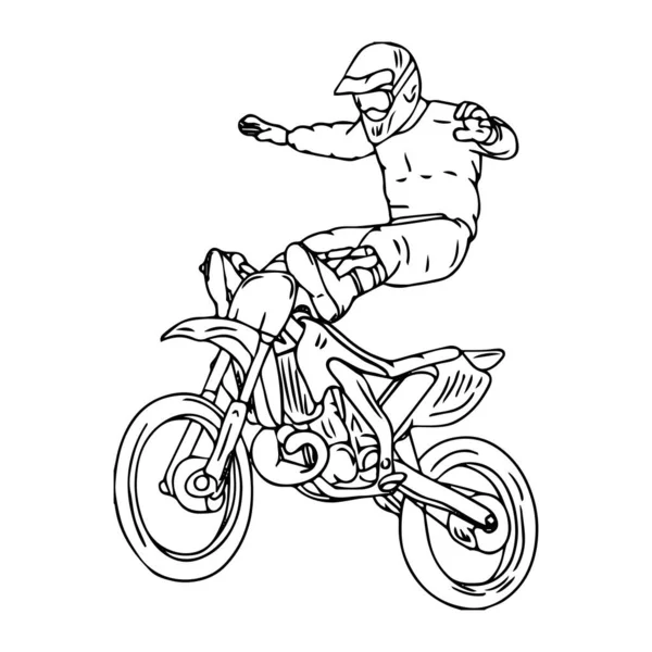 Hand Drawn Motorcycle Line Art Kids Children Coloring Book Page — Stock Vector