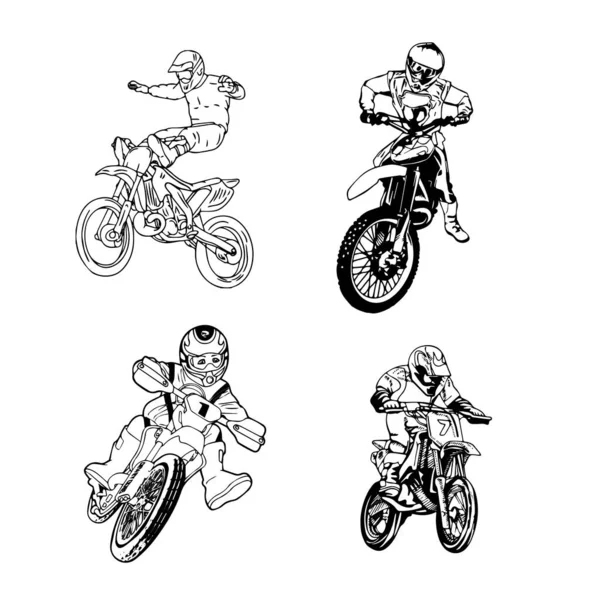 Рука Намальована Мотоциклетна Лінія Мистецтва Дітей Дітей Сторінка Розмальовки — стоковий вектор