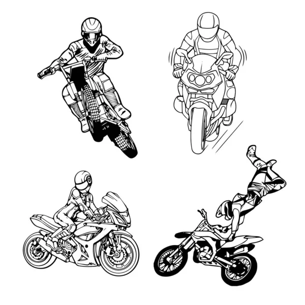 Arte de linha de motocicleta desenhada à mão crianças para livro de colorir  para crianças