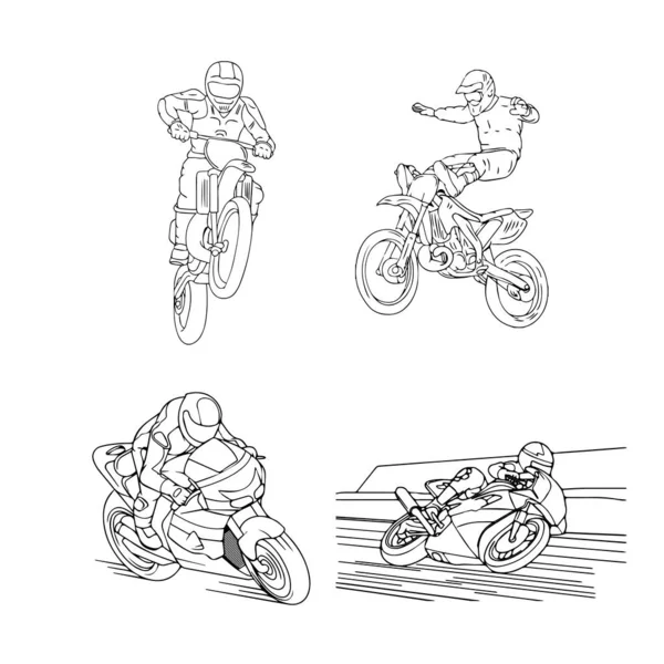 Handritad Motorcykel Linje Konst Barn För Barn Målarbok Sida — Stock vektor