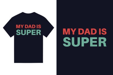 Üzerinde tipografi mektubu ve tişört olan Babalar Günü tebrik kartı.