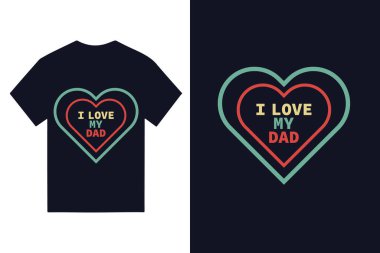 Üzerinde tipografi mektubu ve tişört olan Babalar Günü tebrik kartı.