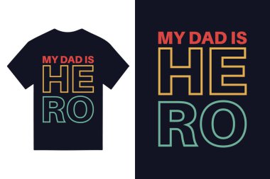 Üzerinde tipografi mektubu ve tişört olan Babalar Günü tebrik kartı.