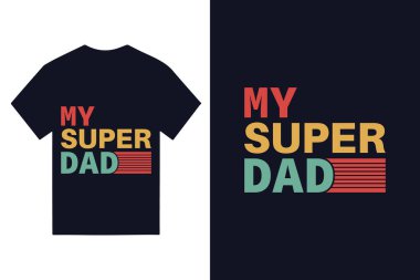 Üzerinde tipografi mektubu ve tişört olan Babalar Günü tebrik kartı.