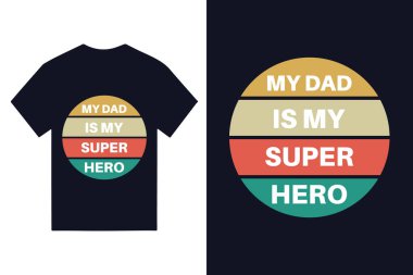 Üzerinde tipografi mektubu ve tişört olan Babalar Günü tebrik kartı.