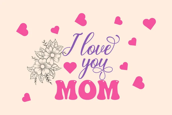 Mama Dziecko Miłość Kartka Okolicznościowa Ozdoba Szczęśliwy Dzień Matki — Wektor stockowy