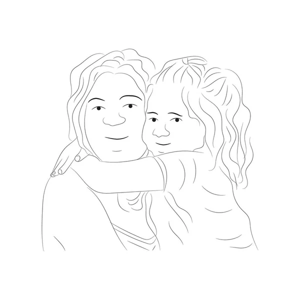 母と子は幸せな母の日のグリーティングカードの飾り — ストックベクタ