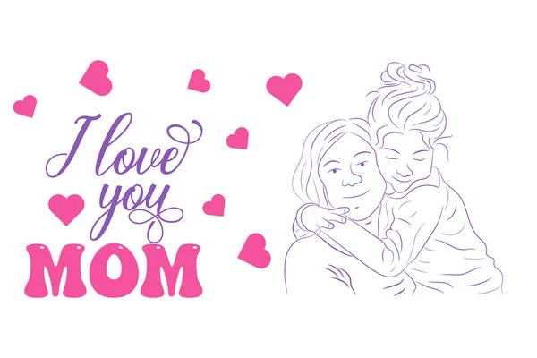 Anya Gyermek Szerelem Üdvözlő Kártya Dísz Boldog Anyák Napja — Stock Vector