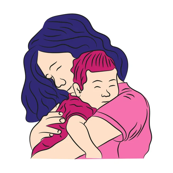 Máma Dítě Láska Pozdrav Karta Ornament Pro Šťastný Matky Den — Stockový vektor